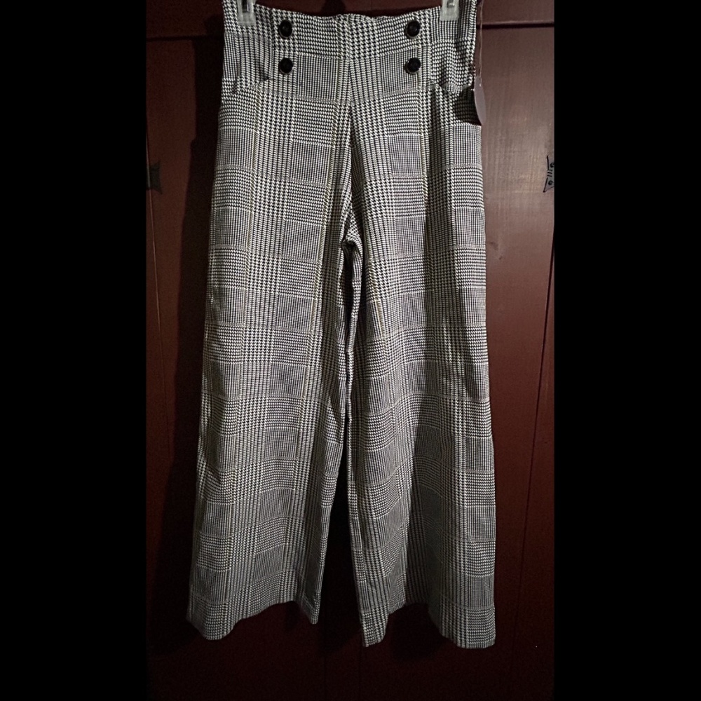 Eva Franco Hepburn Plaid Houndstooth Wide Leg Pants Size 10 - NWT